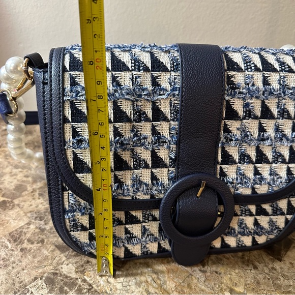 Cato Blue Faux Tweed Purse With Blue And Pearl Straps - Picture 14 of 14